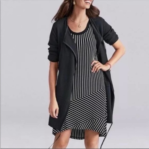 CAbi ATC Offhand Cardigan Style #5827 Black Long Sweater Medium - Picture 2 of 9